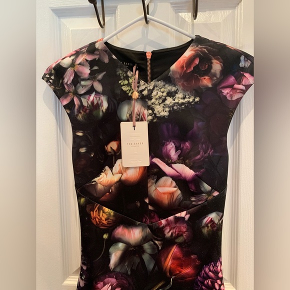Ted Baker Floral Bodycon Dress TB Size 0 - Picture 3 of 4